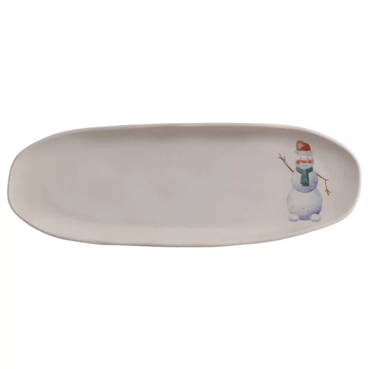 Travessa Oval Rasa G Boneco De Neve Magia Glacial Porto Brasil