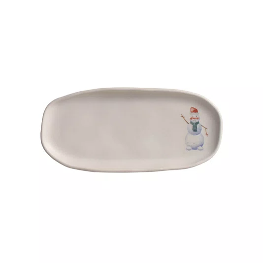 Travessa Oval Rasa P Boneco De Neve Magia Glacial Porto Brasil