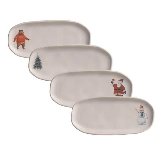Travessa Oval Rasa P Boneco De Neve Magia Glacial Porto Brasil