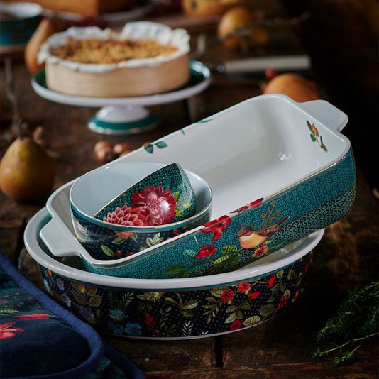 Travessa para Forno de Porcelana Squirrel Winter Wonderland Pip Studio Verde