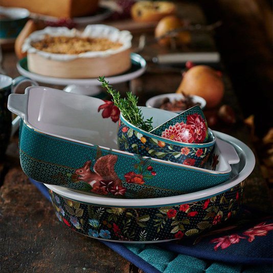 Travessa para Forno de Porcelana Squirrel Winter Wonderland Pip Studio Verde