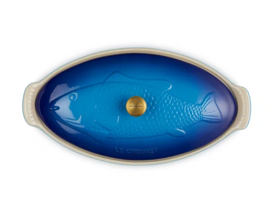 Travessa para Peixe com Tampa Heritage Le Creuset Azure 34 cm