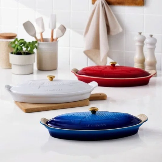 Travessa para Peixe com Tampa Heritage Le Creuset Azure 34 cm