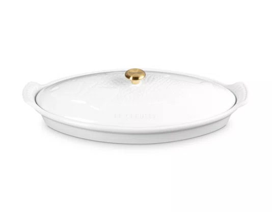 Travessa para Peixe com Tampa Heritage Le Creuset Branco 34 cm