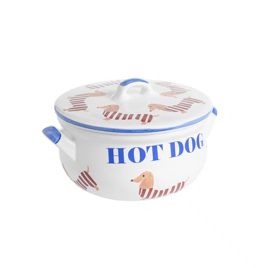 Caçarola de Cerâmica Redonda com Tampa Hot Dog