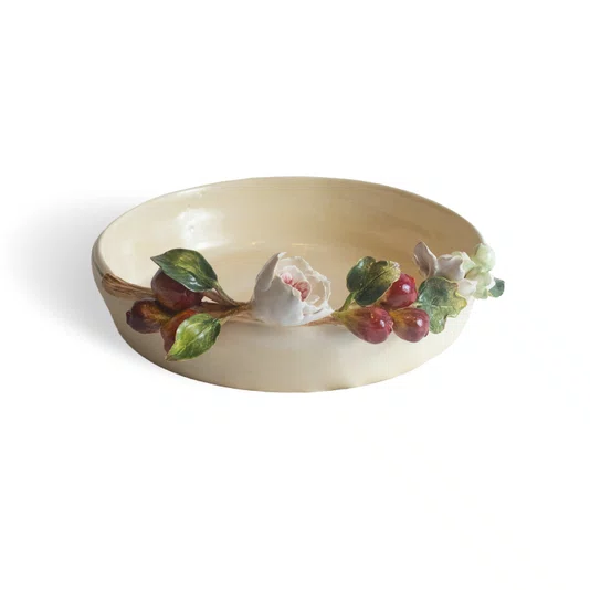 Travessa Redonda Flutas e Flores Zanatta Casa 23 cm