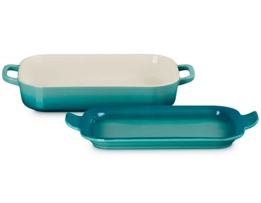 Travessa Retangular com Tampa Prato Le Creuset Bleu Riviera 31cm