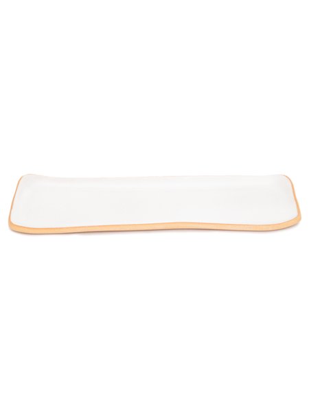 Travessa Retangular Média em Cerâmica Luli Ateliê Branco 20 x 13 cm