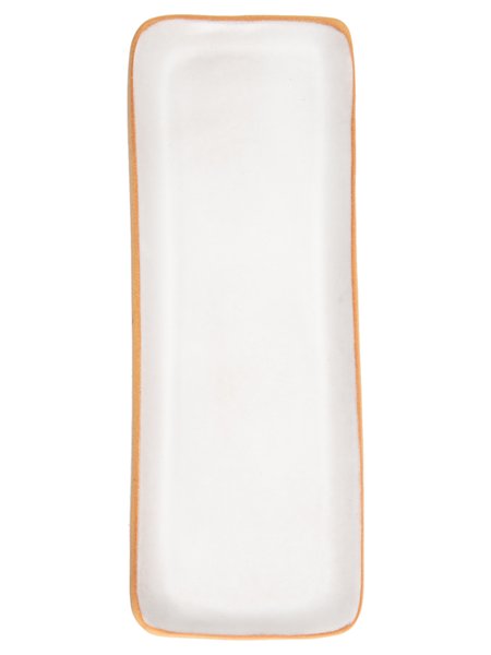 Travessa Retangular Média em Cerâmica Luli Ateliê Branco 20 x 13 cm