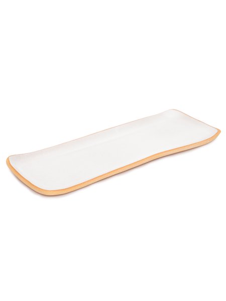 Travessa Retangular Média em Cerâmica Luli Ateliê Branco 20 x 13 cm