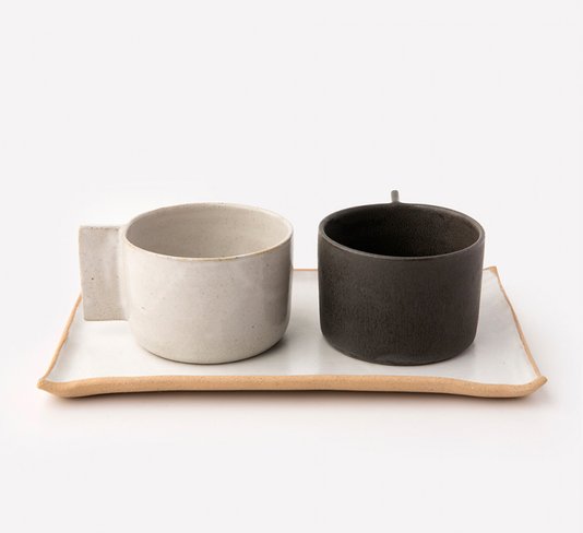 Travessa Retangular Média em Cerâmica Luli Ateliê Branco 20 x 13 cm
