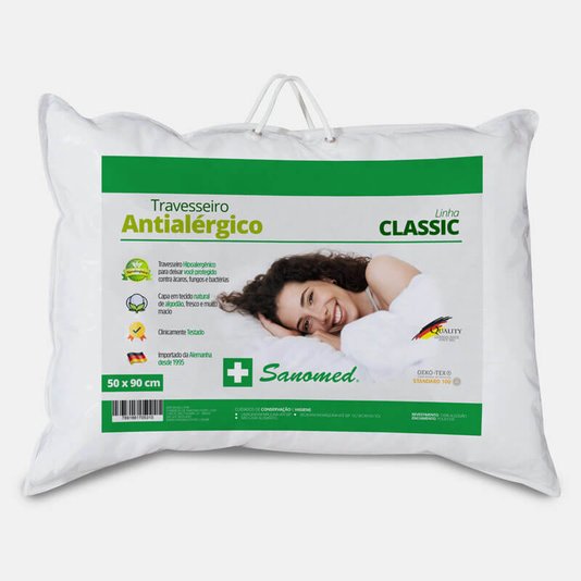 Travesseiro Antialérgico Alemão Classic Sanomed 50 x 90 cm