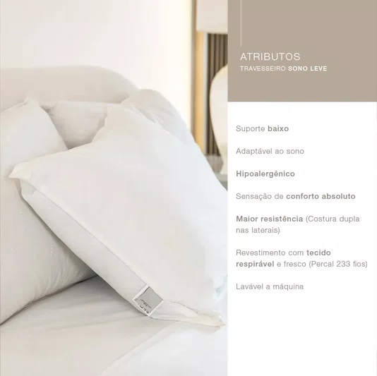 Travesseiro Sono Leve 233 Fios Trussardi 50 x 70 cm
