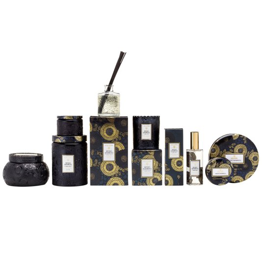 Vela Pote Vidro Relevo Moso Bamboo Voluspa 100 horas