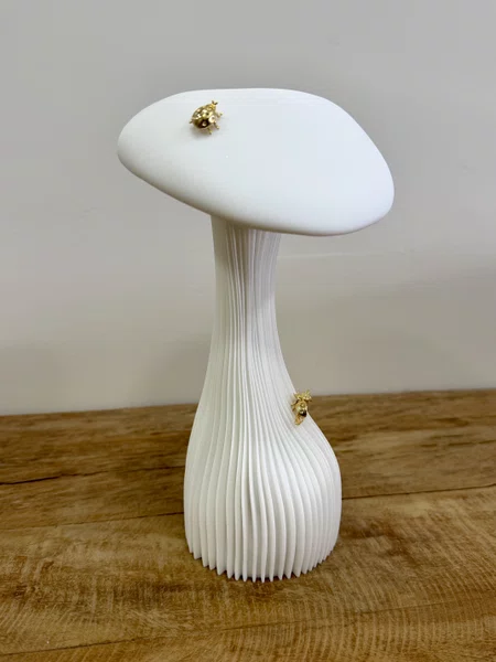 Vaso Cogumelo Sui Objetos Branco 23cm