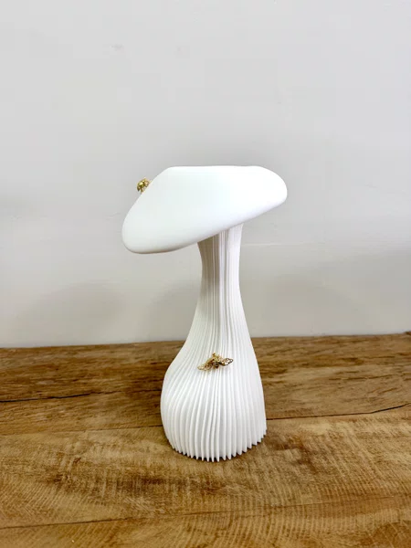 Vaso Cogumelo Sui Objetos Branco 23cm