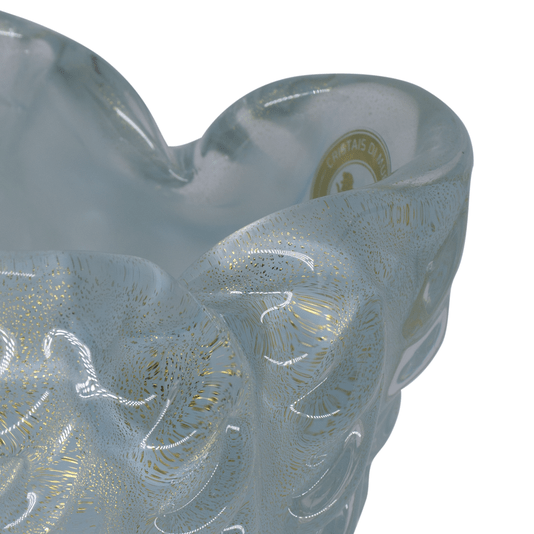 Vaso Di Murano Azul Céu Pastel com Ouro 24K 16 x 12,5 cm