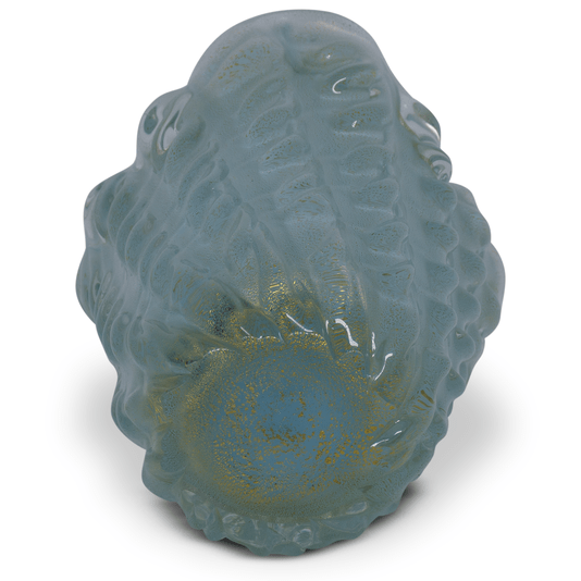 Vaso Di Murano Azul Céu Pastel com Ouro 24K 16 x 12,5 cm