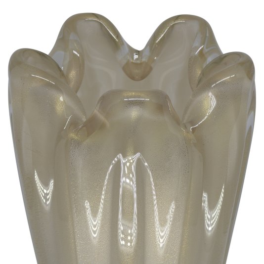 Vaso Di Murano Off White com Ouro 24K 19,3 x 18 x 31,2 cm