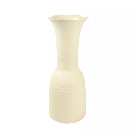 Vaso em Cerâmica G Lucatti Bege 43 x 17 cm