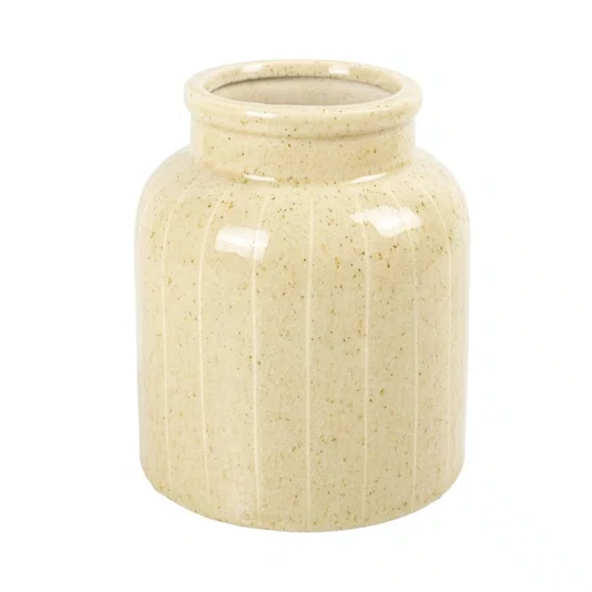 Vaso em Cerâmica Lucatti Bege 16 x 13 cm