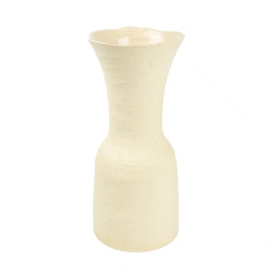 Vaso em Cerâmica P Lucatti Bege 28 x 12 cm