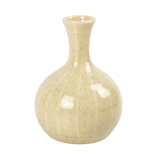 Vaso em Cerâmica Lucatti Bege 18 x 13 cm