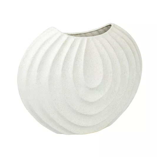 Vaso em Cerâmica Texturizado Lucatti Branco 33 x 40,5 x 15 cm