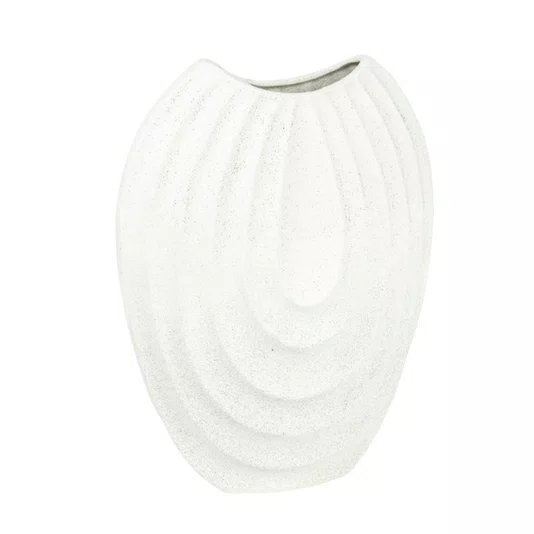 Vaso em Cerâmica Texturizado Lucatti Branco 38 x 29 x 14 cm
