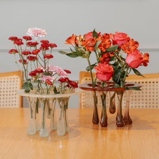 Vaso Gotas Em Vidro Mel 26 cm