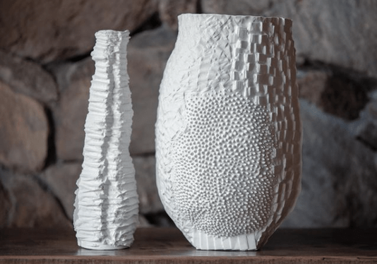 Vaso Linha Oceânica em Porcelana Nicole Toldi 29 x 14 cm