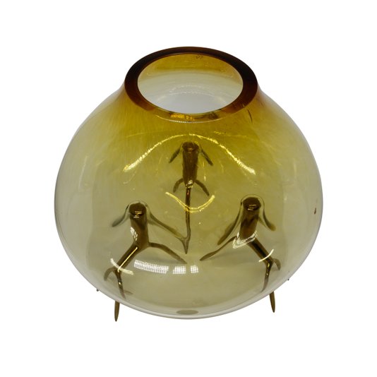 Vaso Mangue com Base em Latão Carol Gay Âmbar 27 x 29 cm
