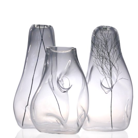 Vaso Nuvem Vertical com Topo e Cratera Studio Pedrazzi Transparente 45 cm