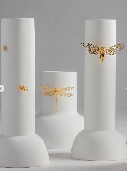 Vaso Pouso Alto Libélula Sui Objetos Branco