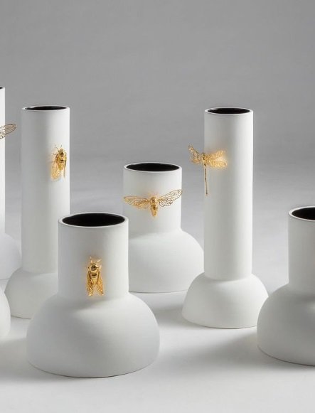 Vaso Pouso Alto Libélula Sui Objetos Branco