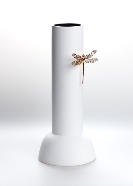 Vaso Pouso Alto Libélula Sui Objetos Branco