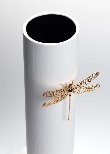 Vaso Pouso Alto Libélula Sui Objetos Branco