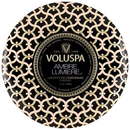 Vela 3 Pavios Lata Ambre Lumiere Voluspa 60 Horas