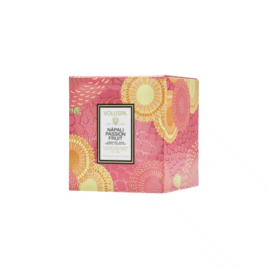 Vela Copo de Vidro Clássico Napali Passion Fruit Voluspa 60 Horas