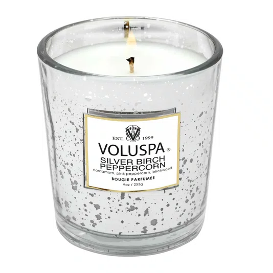 Vela Copo De Vidro Clássico Silver Birch Peppercorn Voluspa 60 Horas