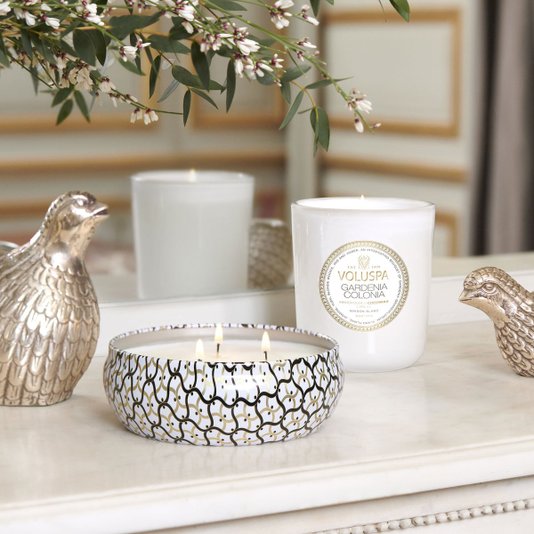 Vela Copo de Vidro Gardenia Colonia Voluspa 60 Horas