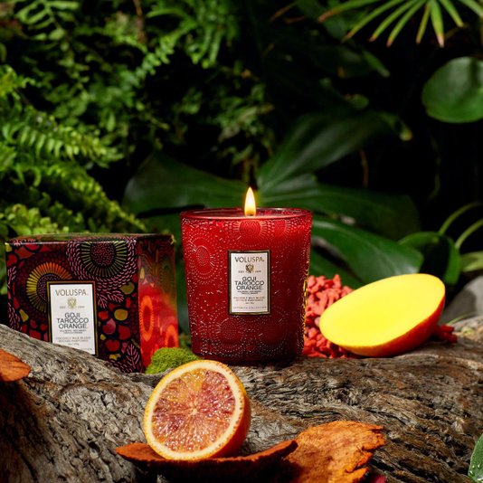 Vela Copo de Vidro Goji Tarocco Orange Voluspa 60 Horas
