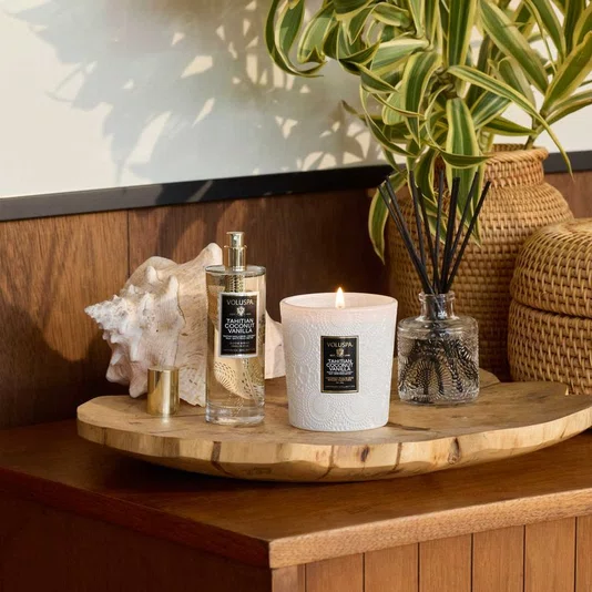 Vela Copo Vidro Tahitian Coconut Vanilla Voluspa 60 Horas