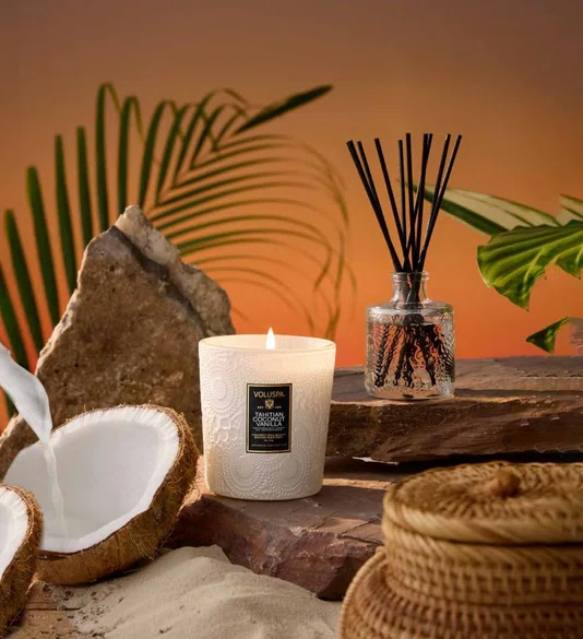 Vela Copo Vidro Tahitian Coconut Vanilla Voluspa 60 Horas
