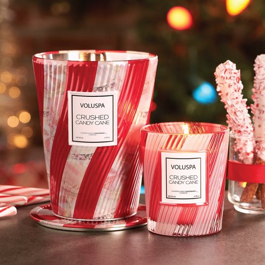 Vela Crushed Candy Cane Copo Trabalhado Voluspa 40 Horas