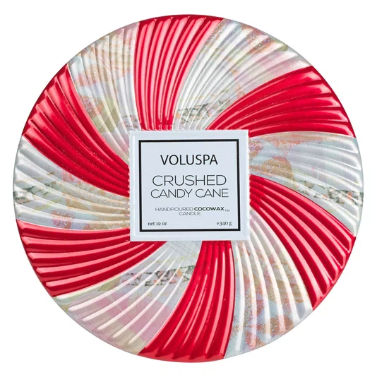 Vela Lata 3 Pavios Crushed Candy Cane Voluspa 60 Horas
