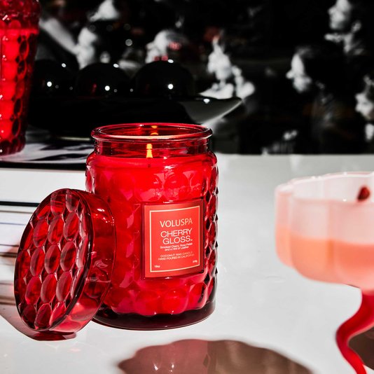 Vela Pote G Tampa De Vidro 100H Cherry Gloss Voluspa