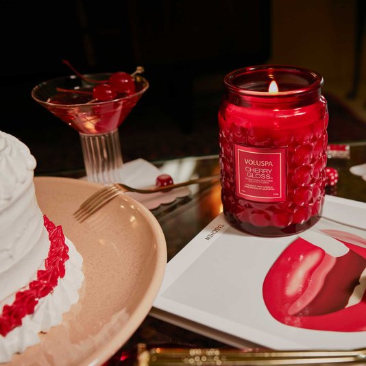 Vela Pote G Tampa De Vidro 100H Cherry Gloss Voluspa