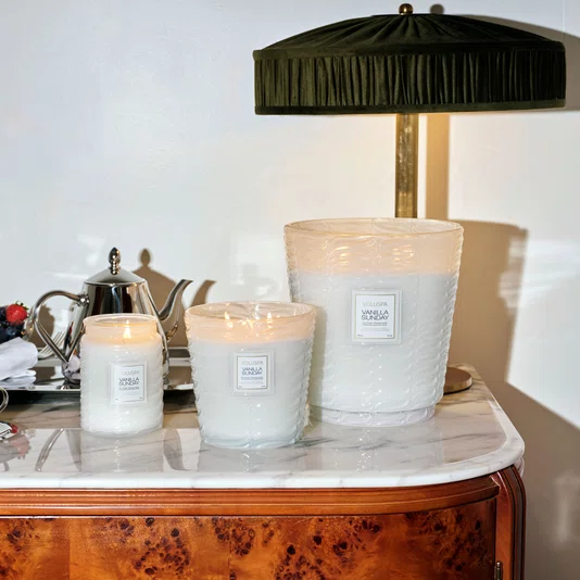 Vela Pote Vidro 5 Pavios Vanilla Sunday Voluspa 250 Horas