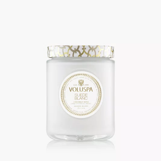 Vela Pote Vidro G 100H Maison Suede Blanc Voluspa